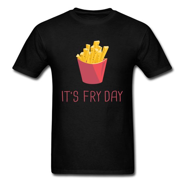 

its fri day 2018 black t shirt cute cartoon design fitness summer soft no fade tees french fries print sport hooded sweatshirt hoodie