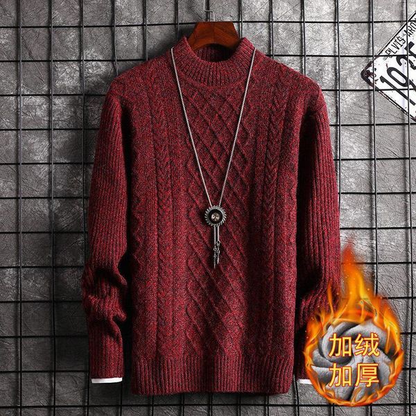 

long sleeve winter sweater men red grey black pullovers turtleneck fleece casual new fashion mens sweaters1, White;black