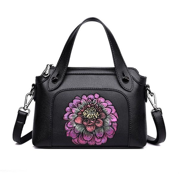 

women leather bag women shoulder bags sac a main ladies small tote handle handbag flower pattern bolsas female messenger bag