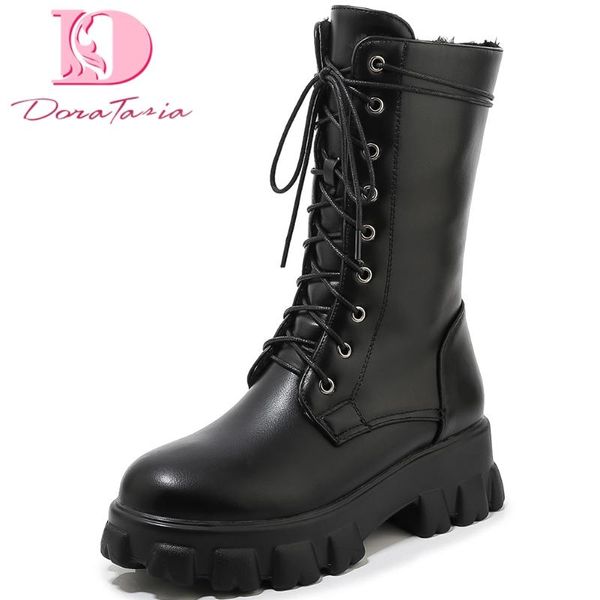 

doratasia new arrivals 2020 plus size 32-46 platform comfortable boots women shoes woman lace up black shoes women boots