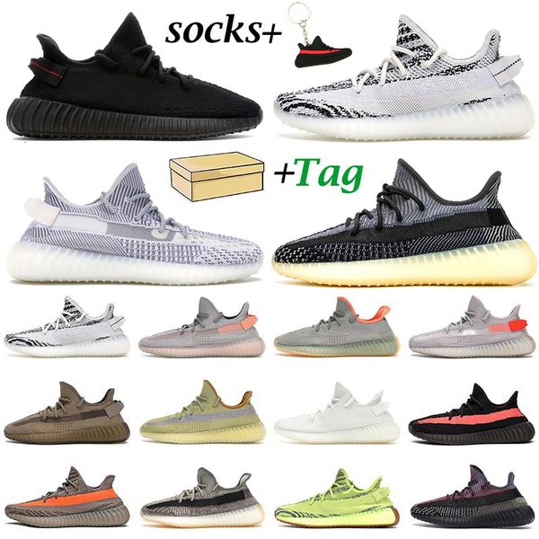 

kanye west men women running shoes trainers natural fade zebra cinder static black tail light cream mens outdoor sneakers in box, White;red