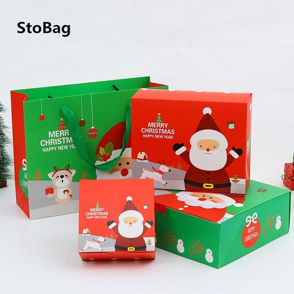 

stobag 10pcs christmas santa claus green red handle paper bags for baking cookies chocolate package supplies cake decoration wmttzv