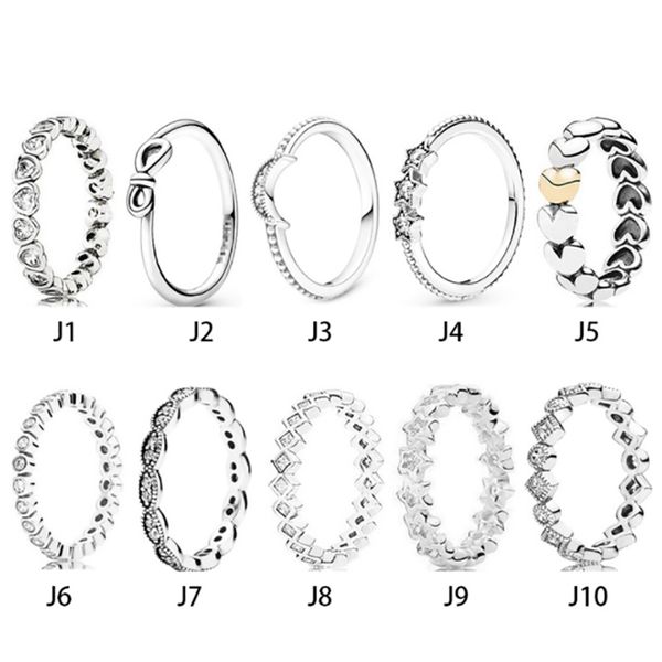 

new 100% 925 sterling silver ring fit pandora love heart snowflake ice moon stars pearl gold rings for european women wedding original fashi