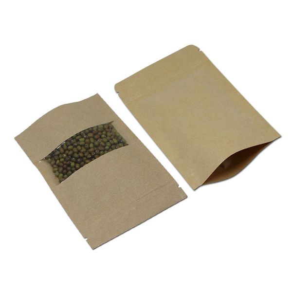 

30pcs lot brown kraft paper stand up grocery food storage ziplock package bag doypack heat seal snack nuts pack bag with window h jllogs