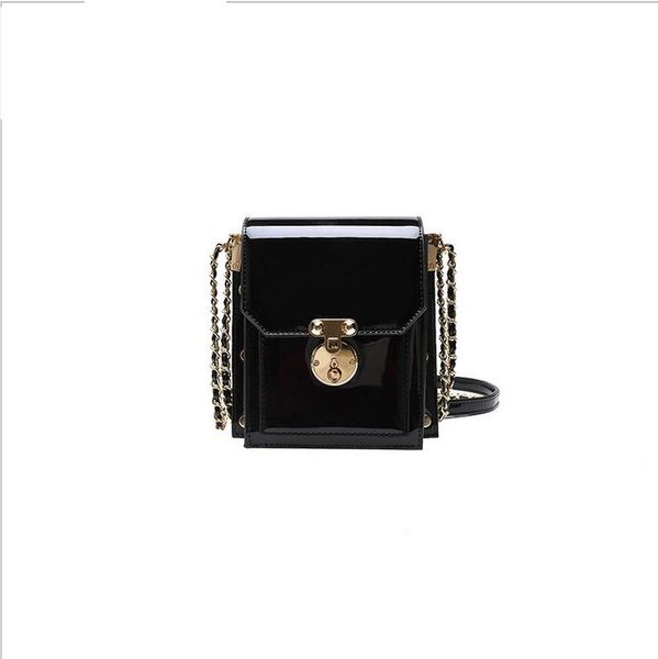 

shoulder bags bright face small bag woman 2021 spring korean style single chain crossbite square cow leather flap