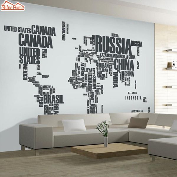

wallpapers shinehome-diy modern custom letter map of the world 3d mural wallpaper living room bedroom wall paper stereoscopic tv backdrop