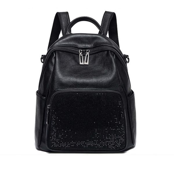 

women backpack fashion genuine leather zipper softback waterproof lapschool bag new backpacks for teenage girls women bags
