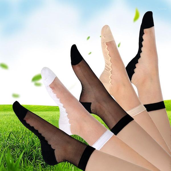 

lace mesh silk fruit fishnet socks fiber transparent stretch elasticity ankle net yarn thin women socks 3pair=6pcs tmd071, Black;white