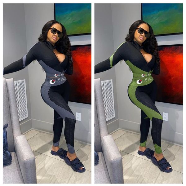 

женщины bodysuit tracksuit дизайнер письма zipper куртки пальто колготки гетры pant лоскутная экипировка спорт купальники йога два бюстье e1, White
