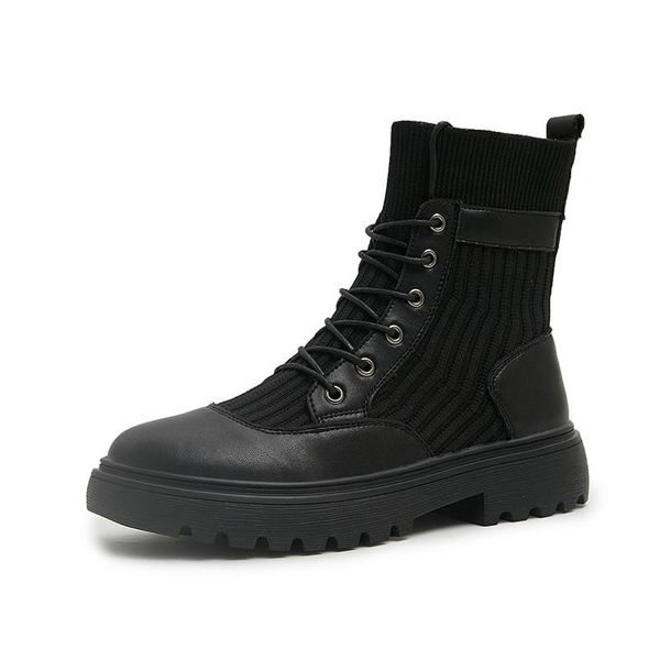 

soft split leather women black ankle boots motorcycle boots female 2020 autumn winter shoes woman punk motorcycle 7152