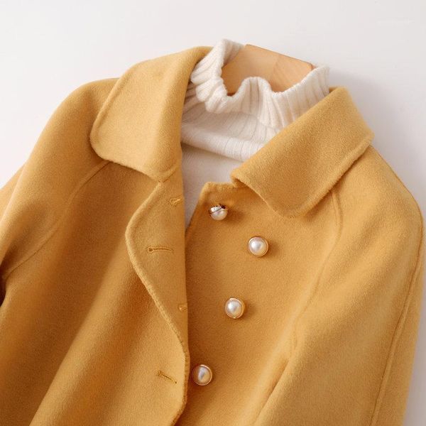 

women's wool & blends 100% coat women double-sided long jacket korean elegant coats and jackets manteau femme 1966 kj39081, Black
