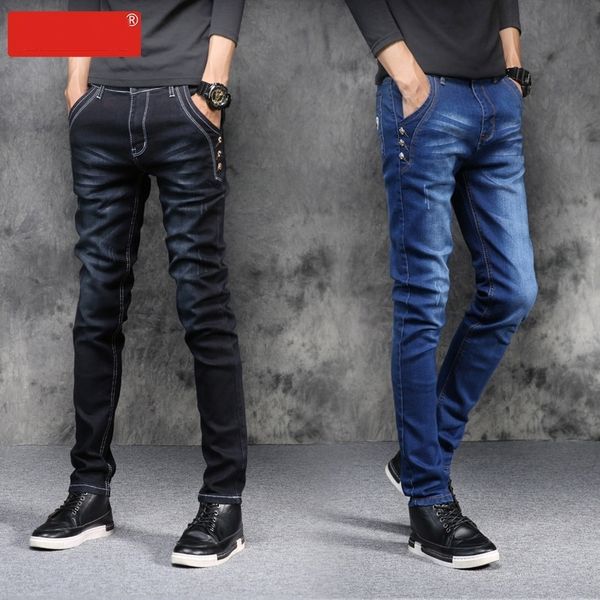 

6pids брюки денима тощий мужские корейский тонкий itbaf хлопок эластичные узкие джинсы брюки плотно новые джинсы плотно pantsmen модно 2080, Blue