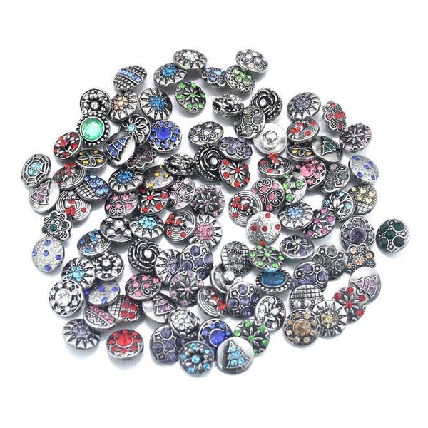 

50pcs lot crystal lots of styles 12mm metal snaps button for bracelet female armhand bangle stering jewelry m716 h sqctio
