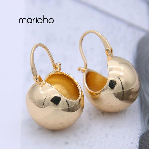 

european glossy fashion gold colors hollow basket hoop earrings metal ball beads earrings simple party jewelry women, Golden;silver