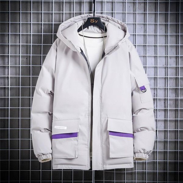 

winter parkas jacket men white cotton down parkas windbreaker waterproof hooded thicken warm jackets overcoat men, Black
