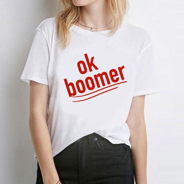 

ok boomer printed women t shirt cool fashion short sleeve o-neck t shirts for women casual loose christmas, White