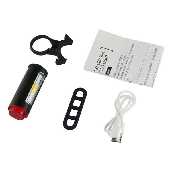 

bike lights tail light ipx5 waterproof usb rechargeable led rear lamp warning (black)