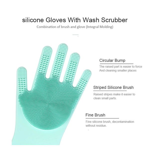 

blue red and custom rubber waterproof glove bathroom kitchen cleaning silicone gloves with brushes 340*160*24 mmoutlet3sdt