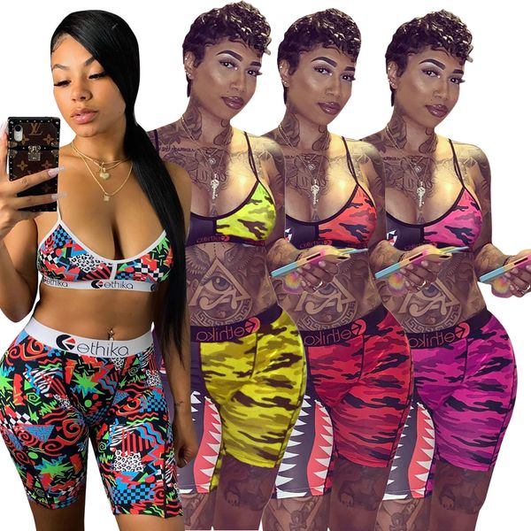 

ethika half cup bra two piece set spaghetti strap sleeveless crop and sheath short pants tracksuit underwear sets women