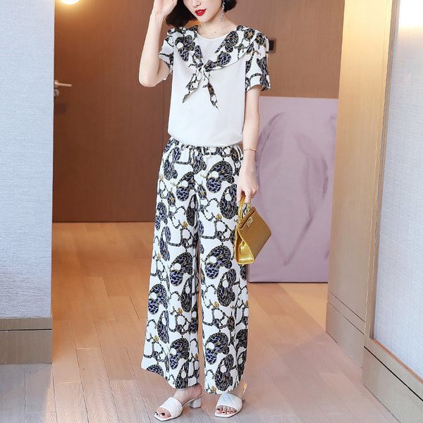 

female casual two outfits will see leopard peter pan collar hqr3, White