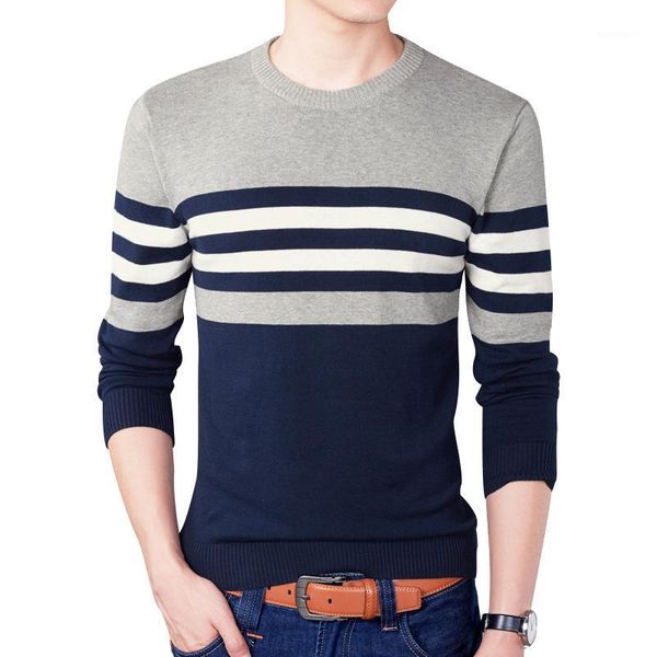 

2020 spring casual men's sweater o-neck striped slim fit knittwear mens sweaters pullovers pullover men pull homme -4xl1, White;black