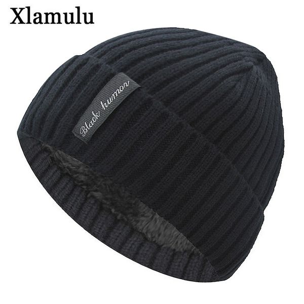 

xlamulu мода мужчина skullies вязаная шапочка зимние шапки для женщин plain теплых мужского gorros bonnet caps сгущает solid шапочки, Golden;silver