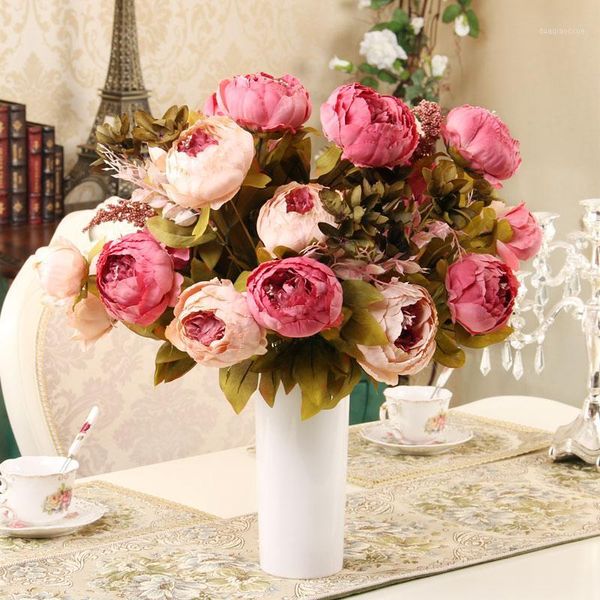 

decorative flowers & wreaths 13 heads/bouquet elegant artificial peony silk home wedding party decor flower bouquet decoration flowers1