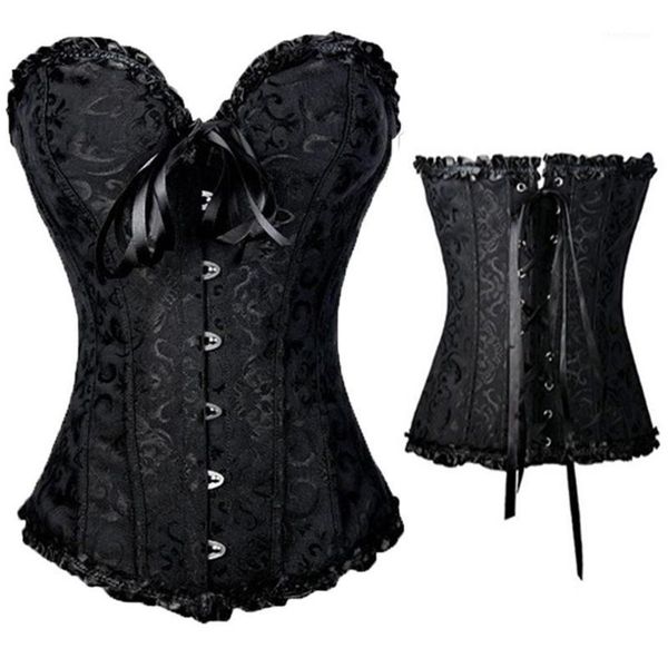 

polyester with string bridal boned v neck vest solid corset slim gothic bodysuit overbust bustiers1, Black;white