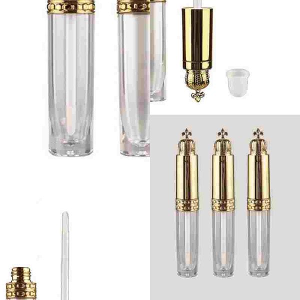 

помада tube liquid chapstick трубы make up empty lip gloss containers прозрачный пластик золото крышка crown luxury case long strip новая 2
