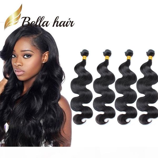 

bella hair 4bundles 9a brazilian hair weaves 10-24 unprocessed double weft human hair extension natural color hair bundles julienchina, Black