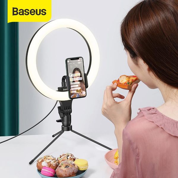 

flash heads baseus dimmable led selfie ring light & tripod usb lamp big pography ringlight stand for cell phone