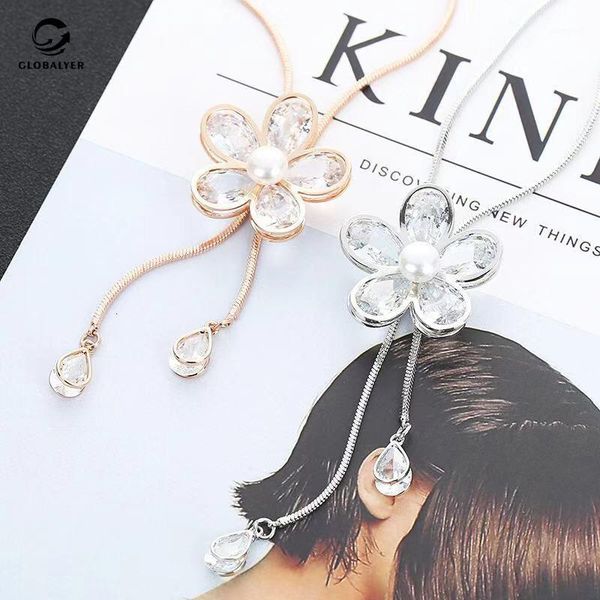 

chains sweater chain autumn korean fashion wild necklace pendant female long retro pentagram zircon hanging with jewelry 4911, Silver