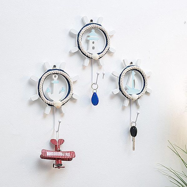 

wooden hook sailing lighthouse anchor cute hook coat key wall ornaments wand decoratie home shop l decor mediterranean 20211