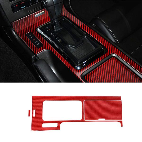 

car gear shift panel cup holder cover trim red carbon fiber for ford mustang 2009-2013 interior accessories
