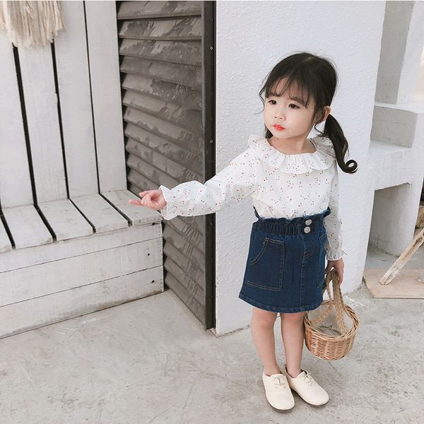 

2021 new summer baby girls denim skirt solid color knee-length pockets fashion skirt girls clothes e658