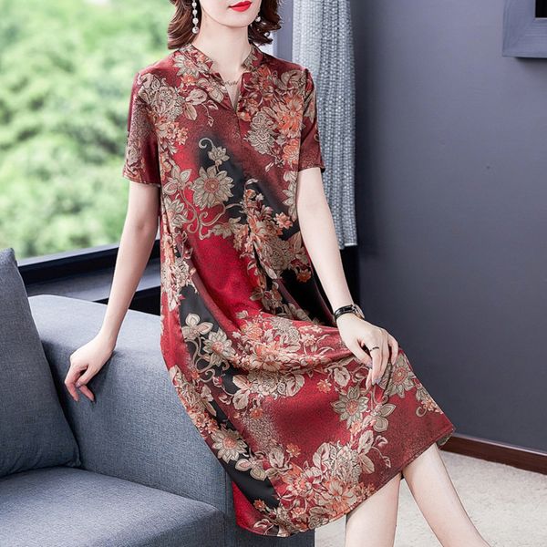 

dress and silk for women 2020 summer new mulberry silk dress for middle-aged and elderly mothers gjqvr, Black;gray