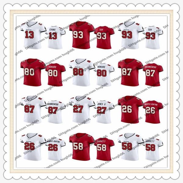 

паров неприкасаемая элитная нфл тампа бэй buccaneers пользовательские 13 evans 93 suh 80 говард 87 gronkowski 27 джонс ii футбольные майки, Black;red