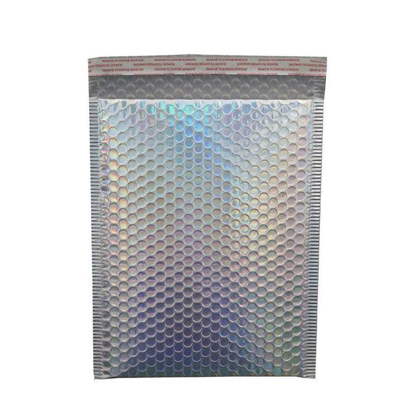 

10pcs laser rainbow mailers mailing envelope bags waterproof courier bubble mailers laser silver padded envel wmtxli