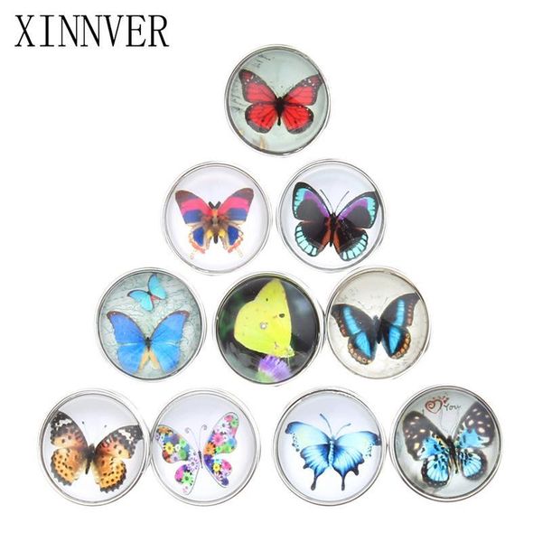 

10pcs/lot 18mm butterfly buttons jewelrys glass cabochon xinnver snaps fit snaps bracelets jewelry or necklace for wom bbytyb