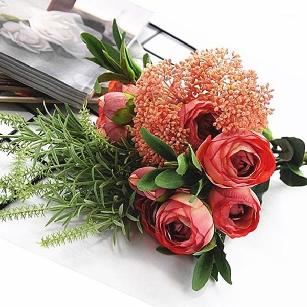 

artificial wildflowers silk rose flowers wedding bridal bouquet rose for valentine's day confession party home decor1