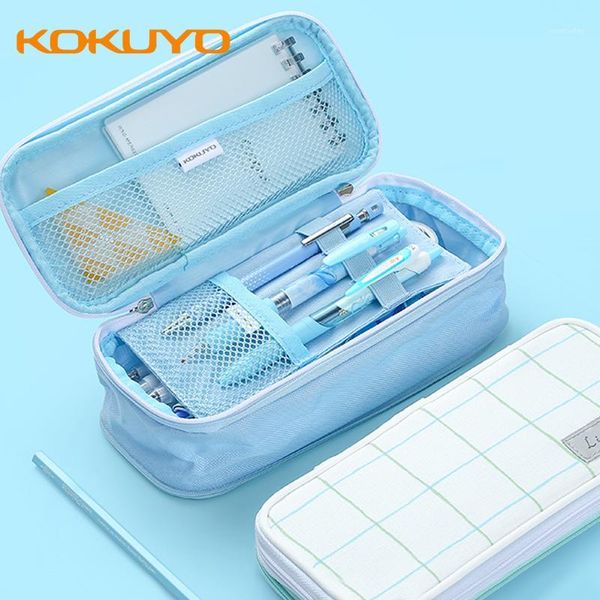 

pencil bags 1pcs kokuyo case large capacity simple ins test stationery multifunctional folio layered case1