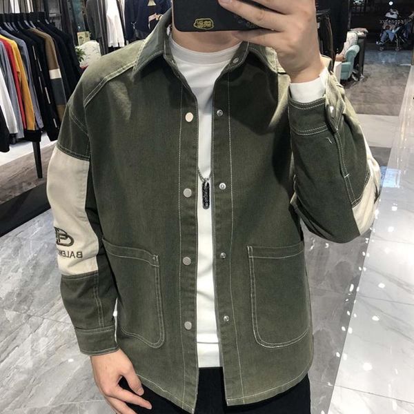 

autumn winter 2021 teenagers padded jacket male korean loose personality embroidery cotton jacket quilted gown tooling1, Black;brown