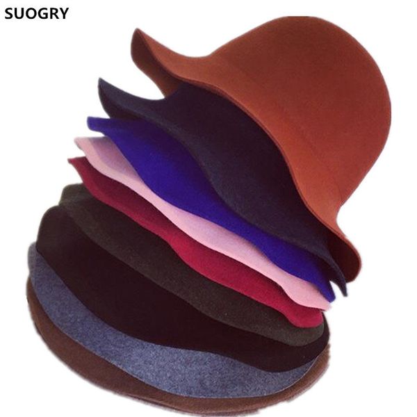 

elegant british style soft wide brim pure wool felt bowler hat fedora dome bucket hat for women floppy cloche chapeu feminino t200323, Blue;gray