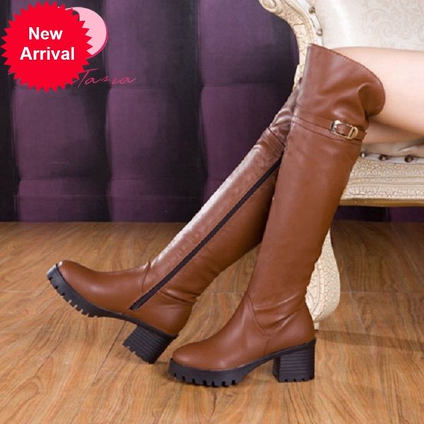 

2021 the new new fashion chunky heels on knee thigh boots high shoes elegant women o3nh, Black