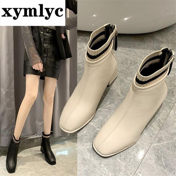 

autumn winter women boots solid back zipper european ladies shoes 2020 fashion wild non-slip high heels boots, Black