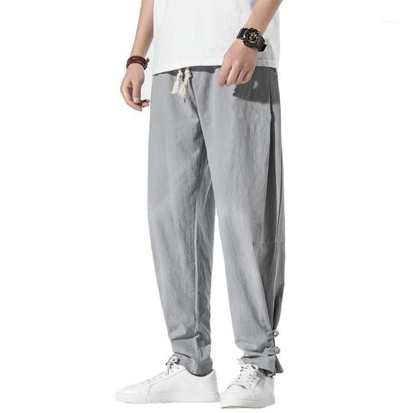 

chinese style 2020 summer men harajuku pants mens casual harem pants male thin loose elastic waist ankle-length1, Black