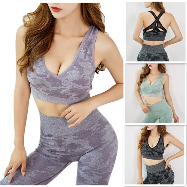 

2 piece set women's bicycles 2020 sportwear leggings for fitness camouflage high waist yoga set gym clothing sports minanser, White;red