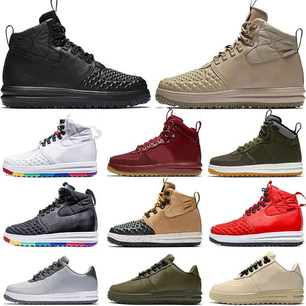 

wholesale lunar duckboot 1 outdoor sports shoes women mens high winter snow boots burgundy black medium olive gum red midnight navy blue tra, White;red