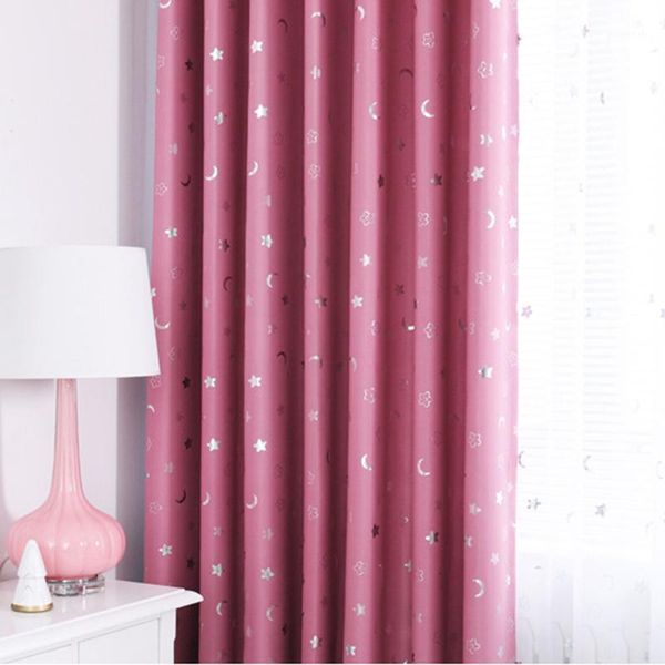 

curtain & drapes silver star moon pattern blinds curtains for kids room cartoon child pink blackout living kitchen tulle w-zh0461