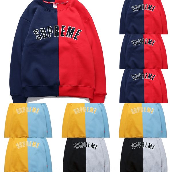 

men's fashion brand embroidered shirtshirt shirtsup long sleeve ins hip hop patchwork color contrast letter embroidery plush crew neck, Black